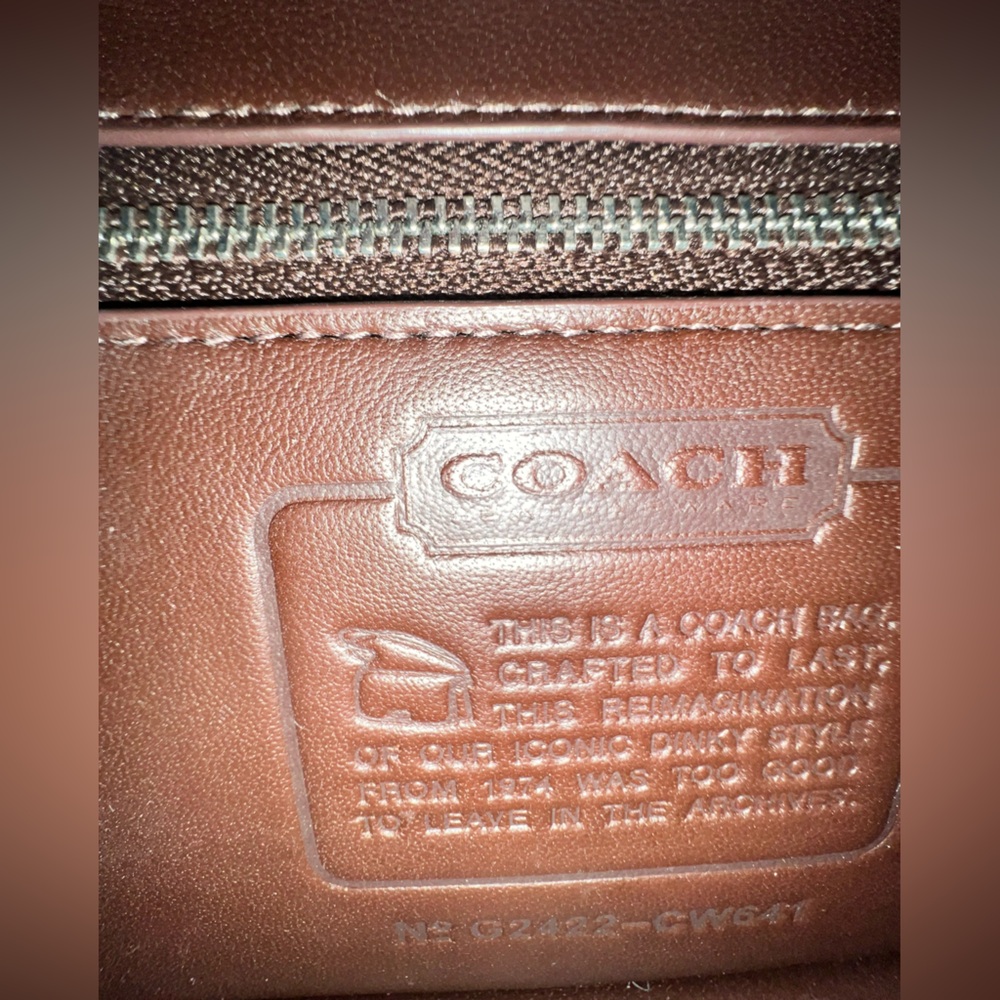 LIKE NEW Coach Dinky Shoulder Bag Leather Silver/Maple 2 Straps CW641 - Picture 11 of 11